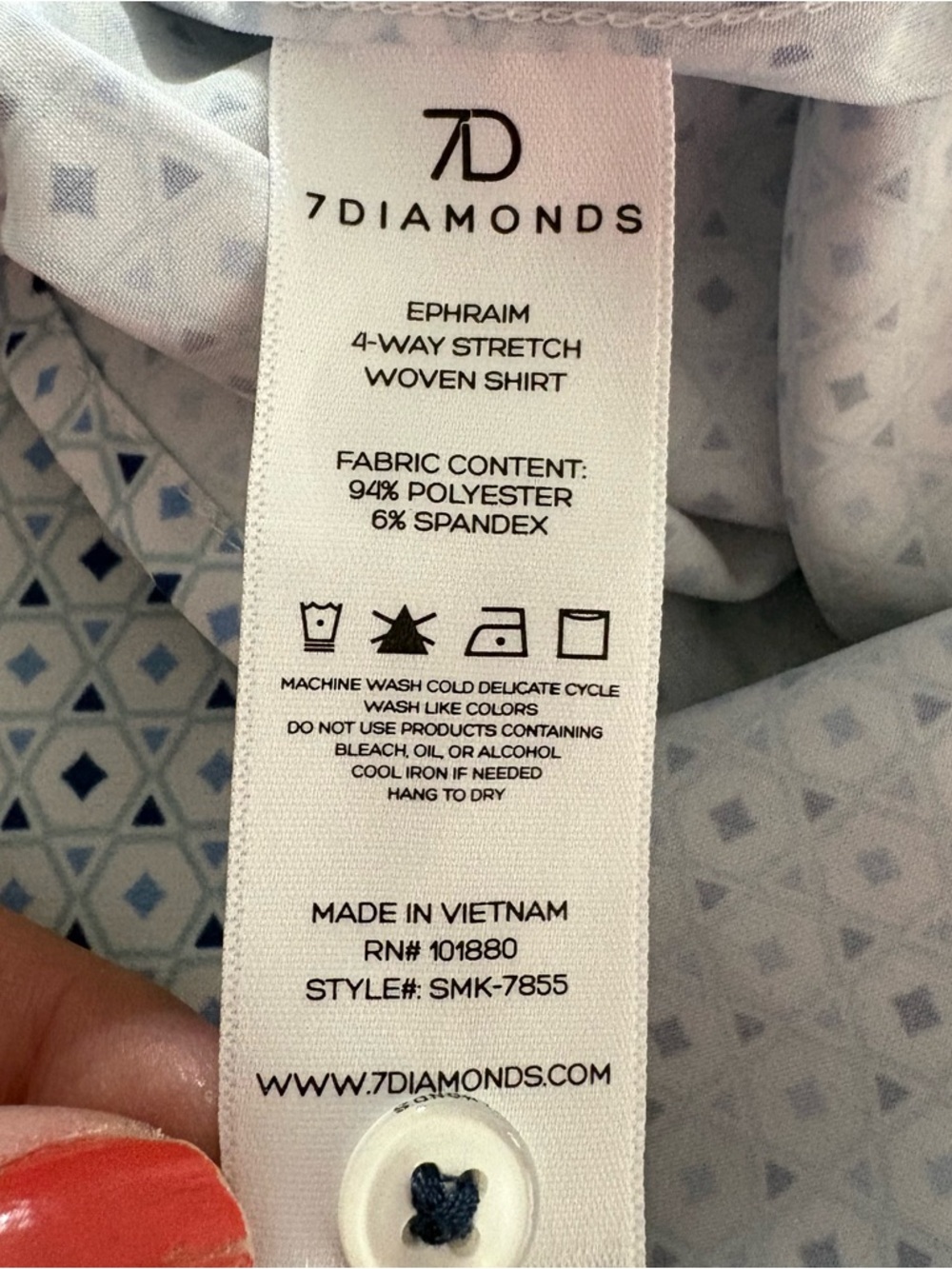 7 Diamonds Men XL Ephraim 4 Way Stretch Short Sleeve Button Up Geometric Blue - Picture 9 of 9